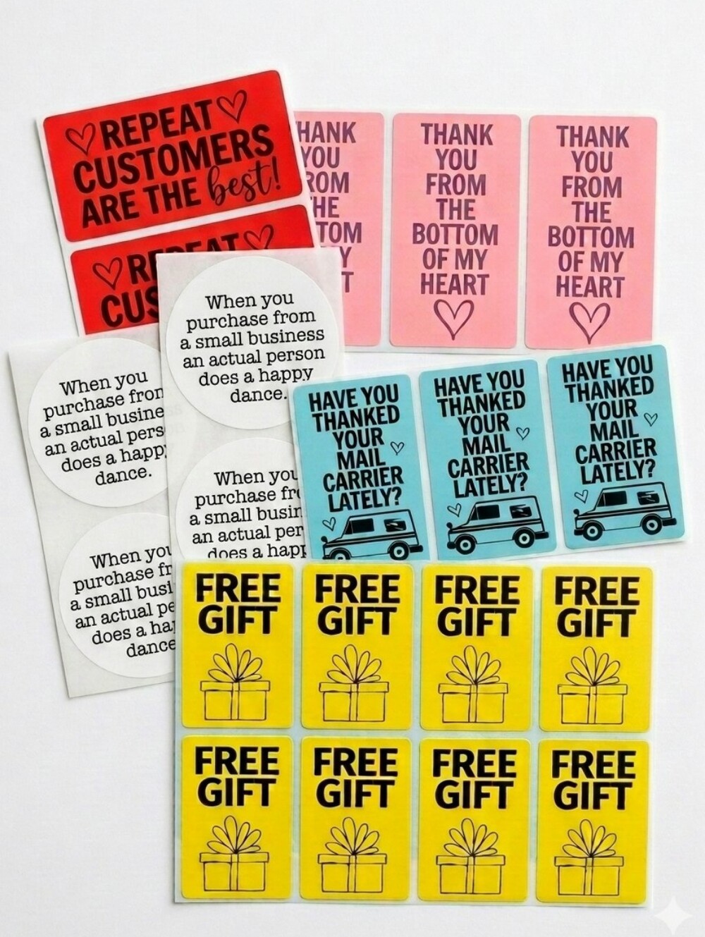 3/$15 Set of 60 Thank You Stickers Colorful Small Business Packaging Supplies